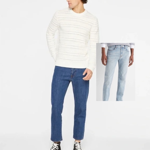Cropped Straight Jeans- New With Tags- NEVER WORN- *FADED BLUE- As inset 1,2.3,7 - Picture 1 of 7